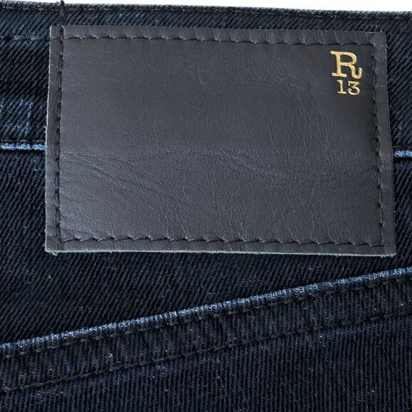 R13 Kick Jeans Black Velvet Wash Women’s 26 Made in Italy Distressed Denim - Picture 10 of 10